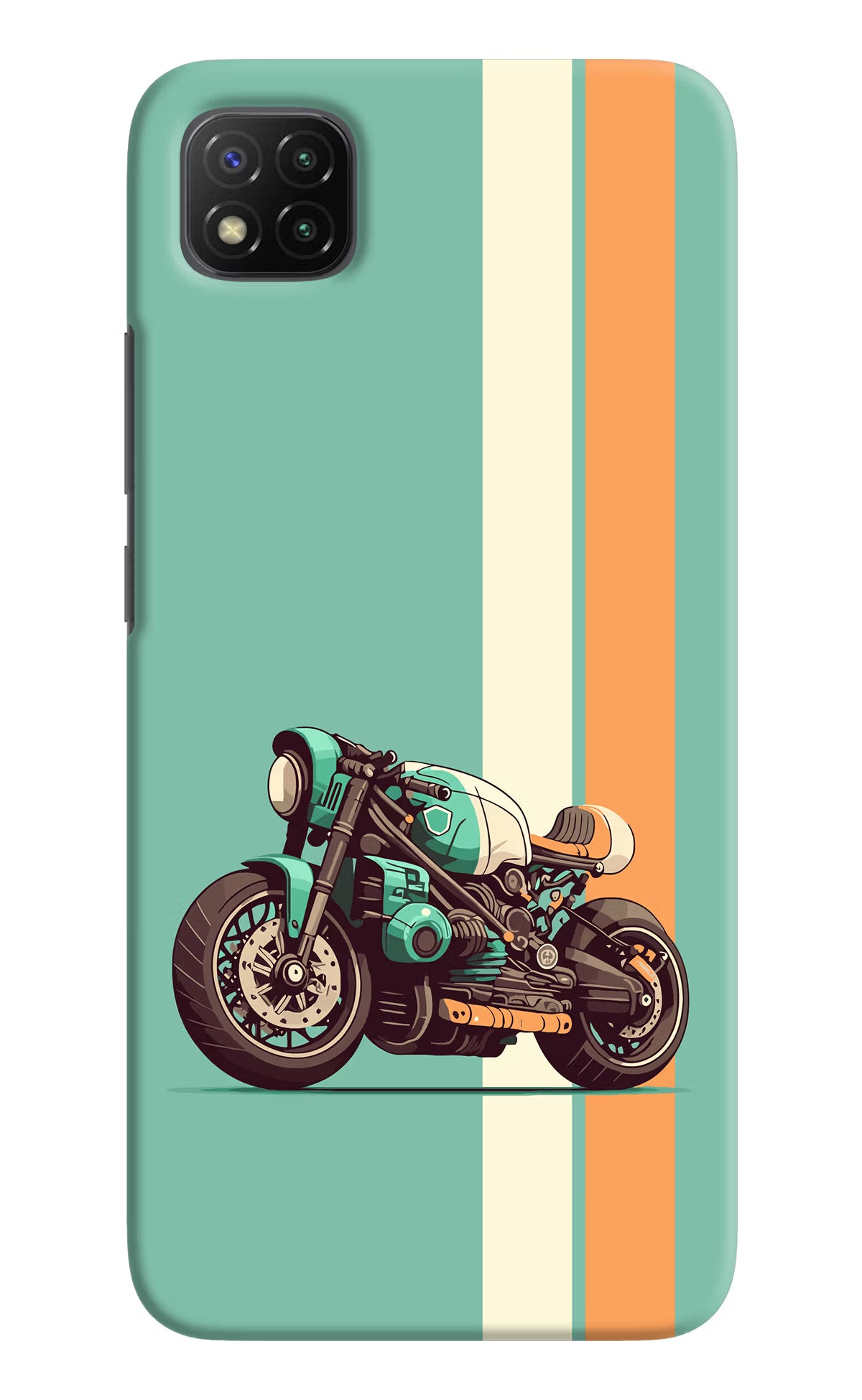 Striped Moto Drift Poco C3 Hard Case Back Cover by Casekaro