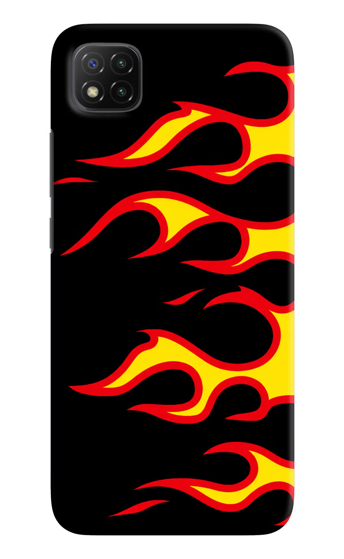 Side Sweep Flames Poco C3 Hard Case Back Cover by Casekaro