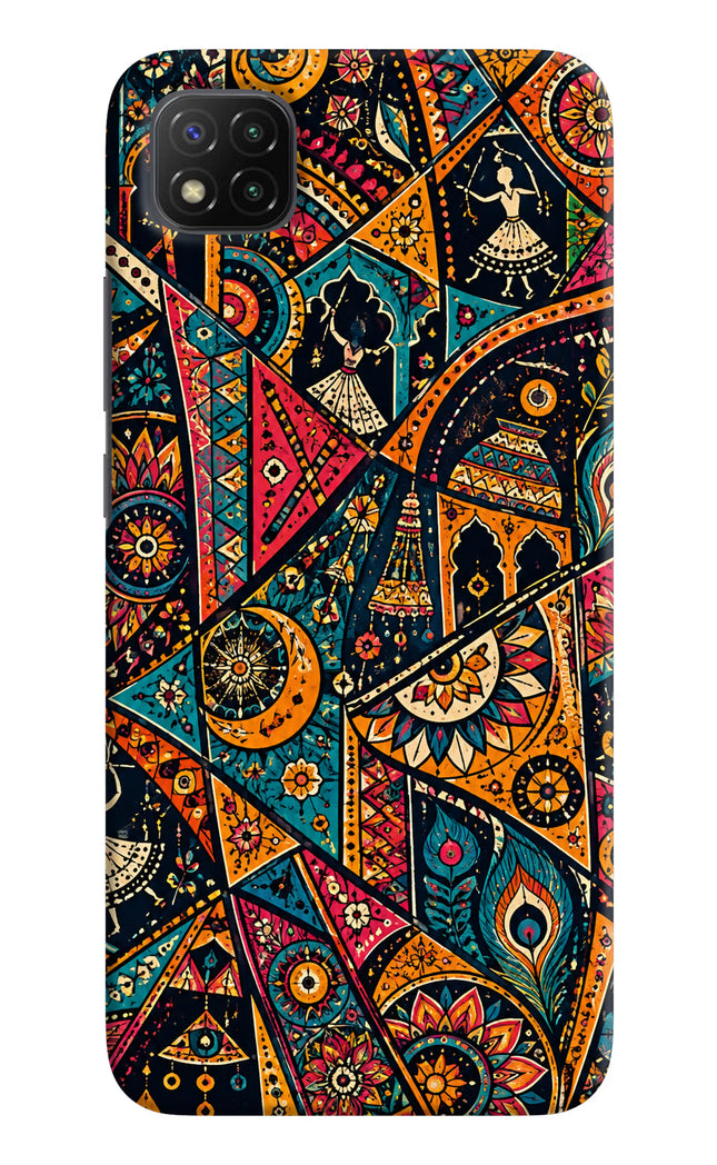 Folk Print Poco C3 Hard Case Back Cover by Casekaro