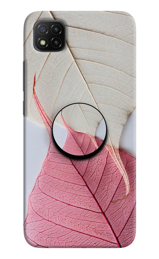 White Pink Leaf Poco C3 Pop Case by Casekaro