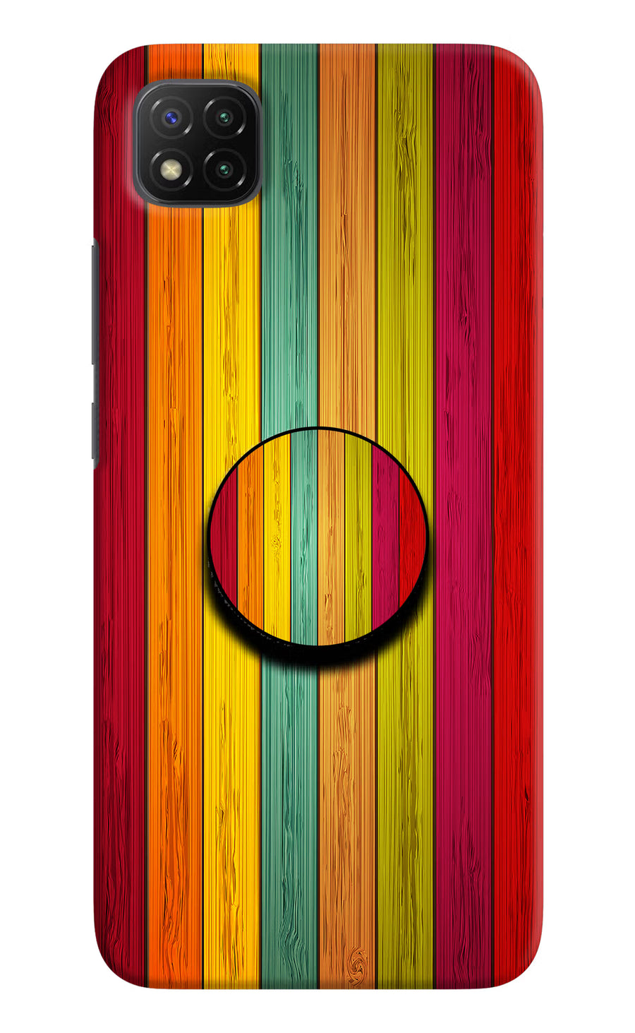 Multicolor Wooden Poco C3 Pop Case, Hard case