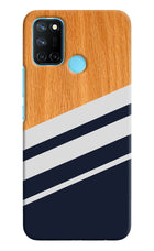 Blue and white wooden Realme C17/Realme 7i Hard Case Back Cover by Casekaro