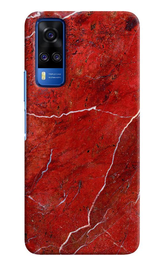 Red Marble Design Vivo Y51A/Y51 2020 Hard Case Back Cover by Casekaro