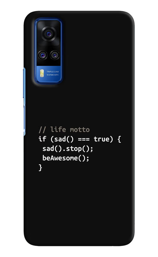 Life Motto Code Vivo Y51A/Y51 2020 Hard Case Back Cover by Casekaro