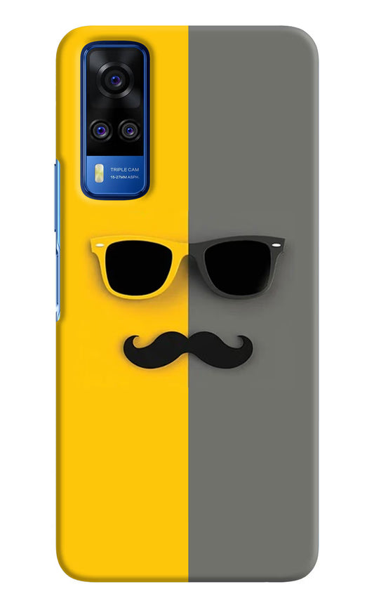 Sunglasses with Mustache Vivo Y51A/Y51 2020 Hard Case Back Cover by Casekaro