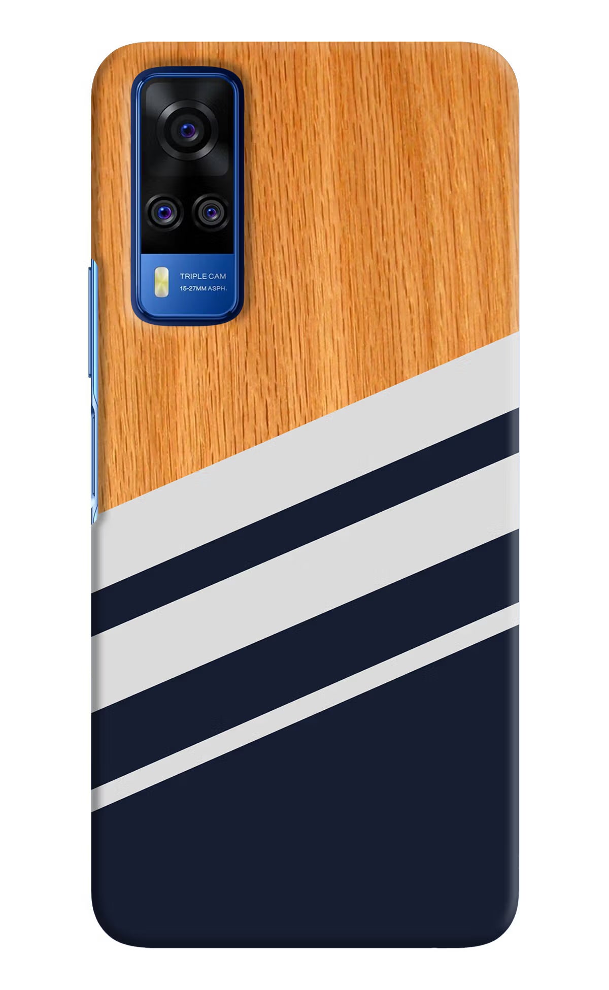 Blue and white wooden Vivo Y51A/Y51 2020 Hard Case Back Cover by Casekaro