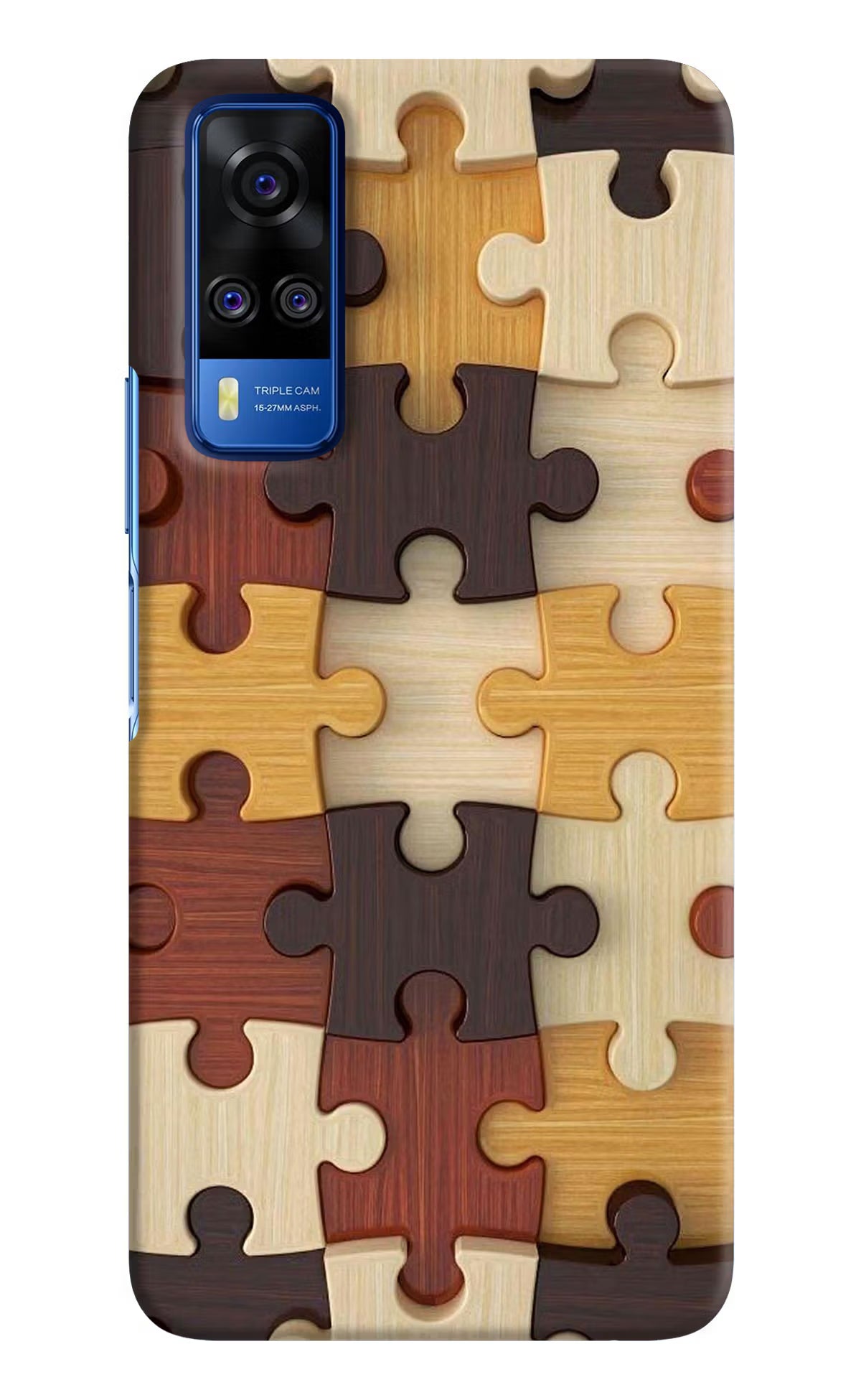 Wooden Puzzle Vivo Y51A/Y51 2020 Hard Case Back Cover by Casekaro
