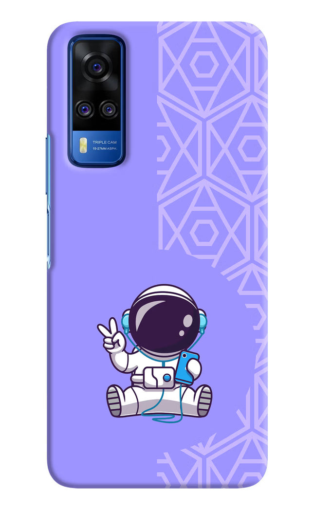 Cute Astronaut Chilling Vivo Y51A/Y51 2020 Hard Case Back Cover by Casekaro