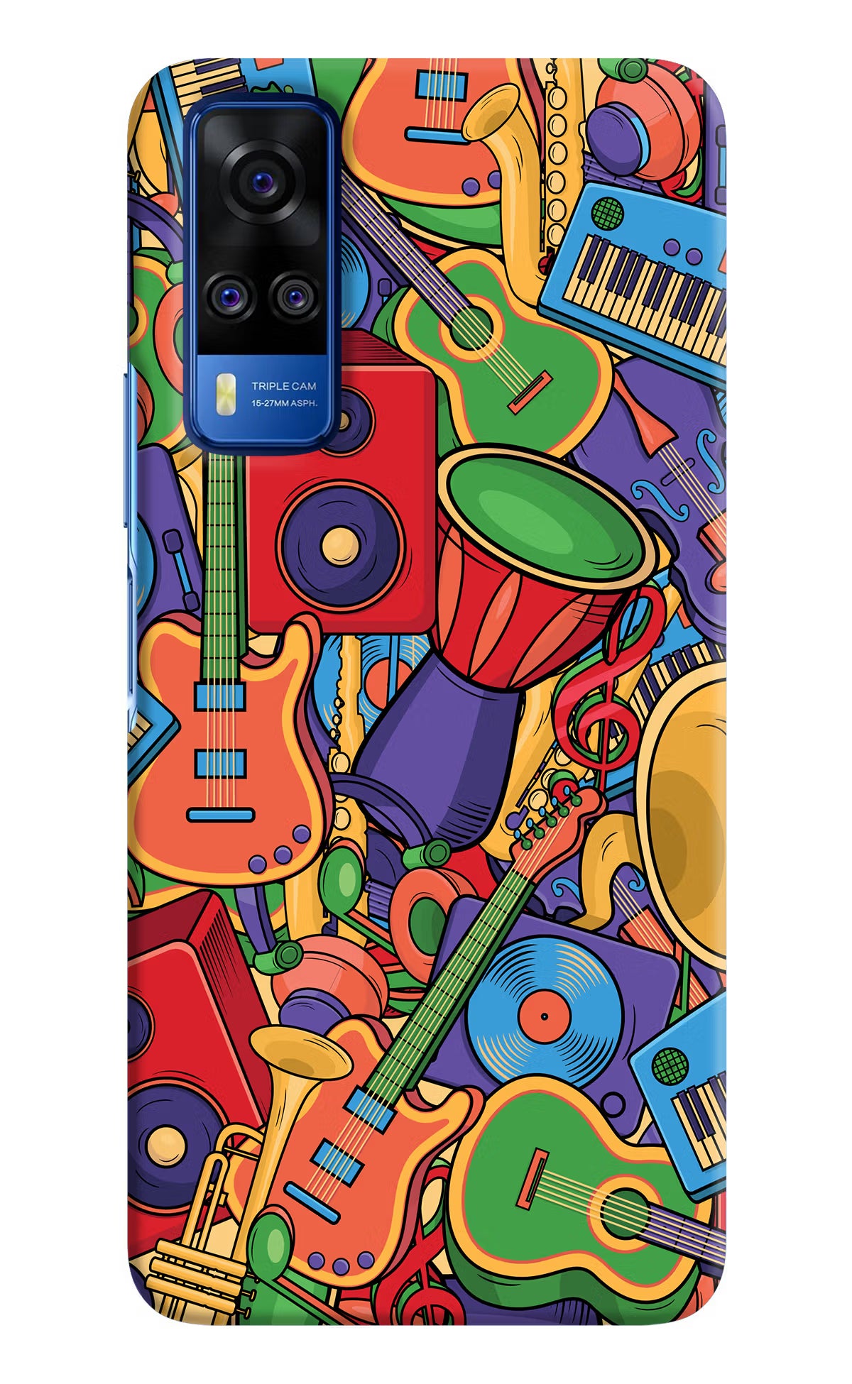 Music Instrument Doodle Vivo Y51A/Y51 2020 Hard Case Back Cover by Casekaro