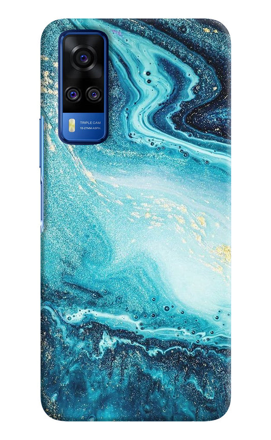 Blue Glitter Marble Vivo Y51A/Y51 2020 Hard Case Back Cover by Casekaro