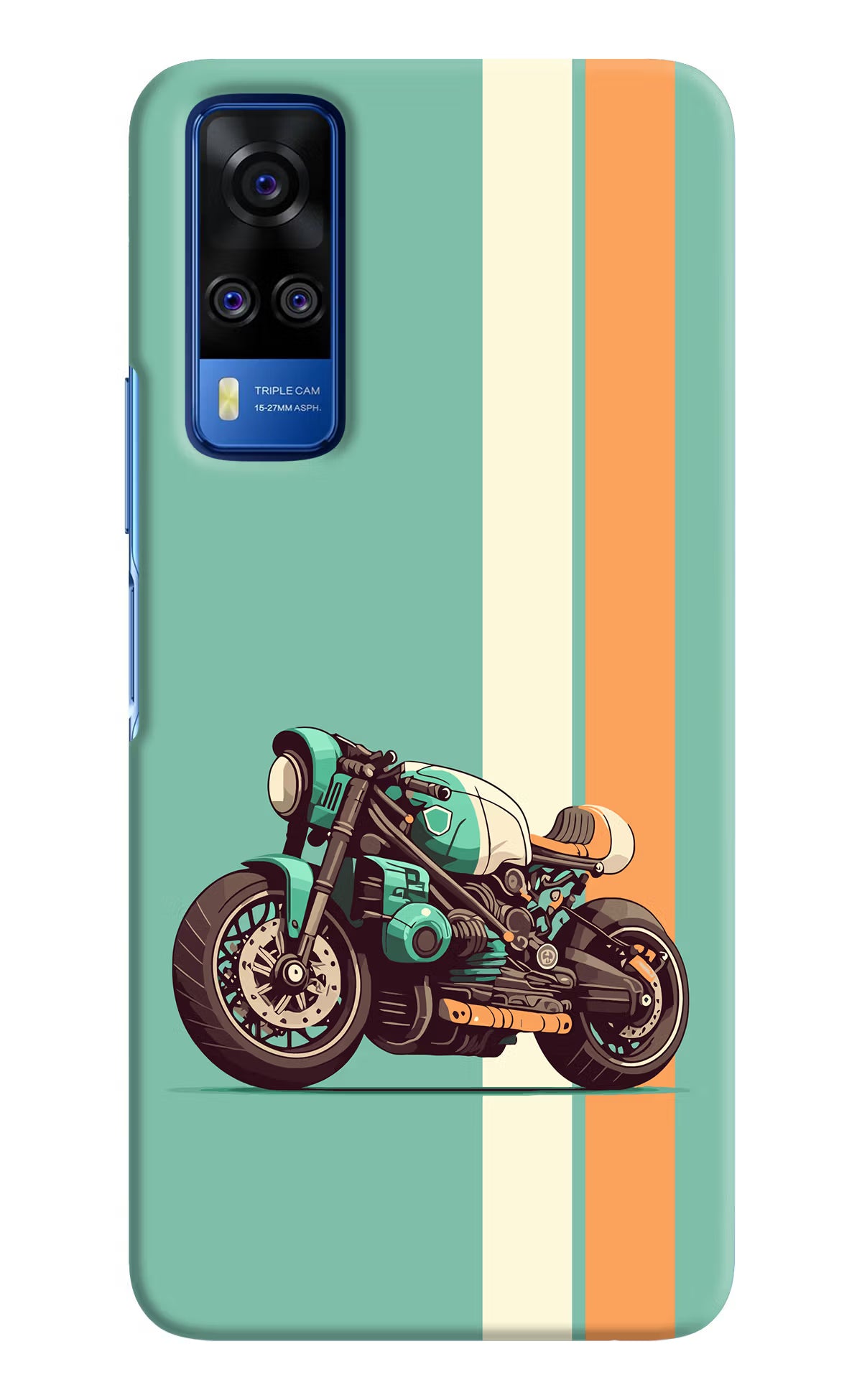 Striped Moto Drift Vivo Y51A/Y51 2020 Hard Case Back Cover by Casekaro