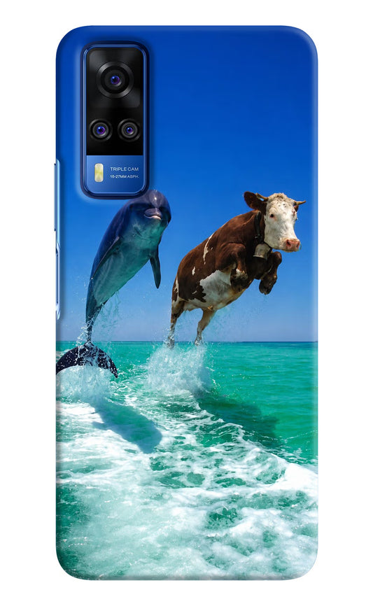Dolphin vs Cow Vivo Y51A/Y51 2020 Hard Case Back Cover by Casekaro