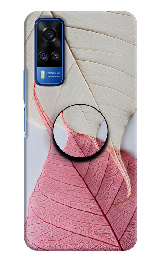White Pink Leaf Vivo Y51A/Y51 2020 Pop Case by Casekaro