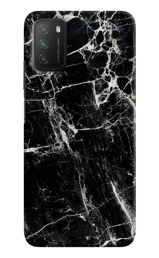 Black Marble Texture Poco M3 Hard Case Back Cover by Casekaro
