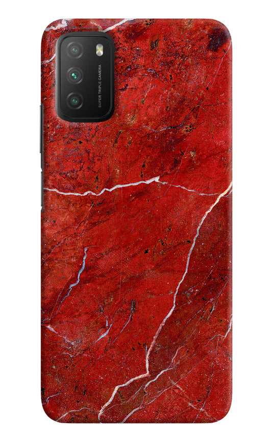 Red Marble Design Poco M3 Hard Case Back Cover by Casekaro