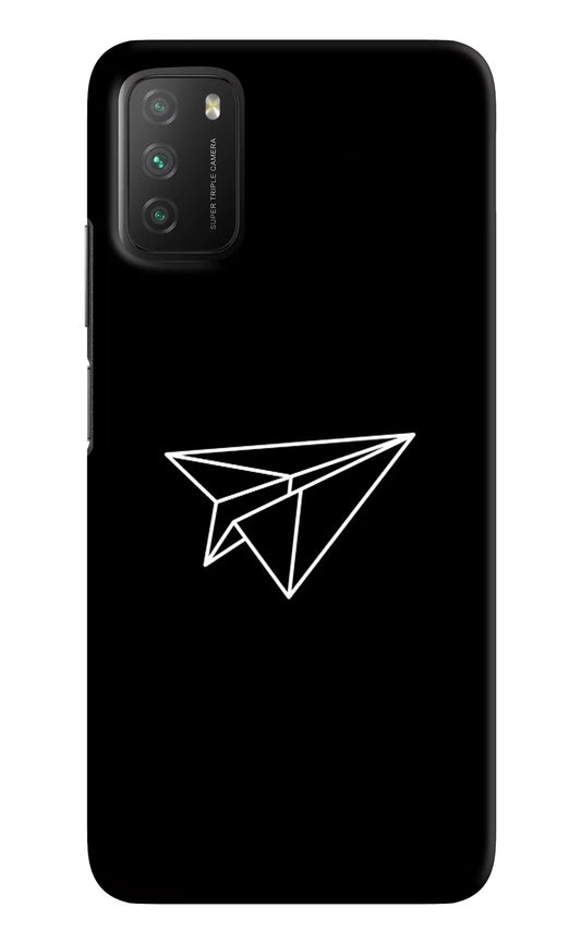 Paper Plane White Poco M3 Hard Case Back Cover by Casekaro