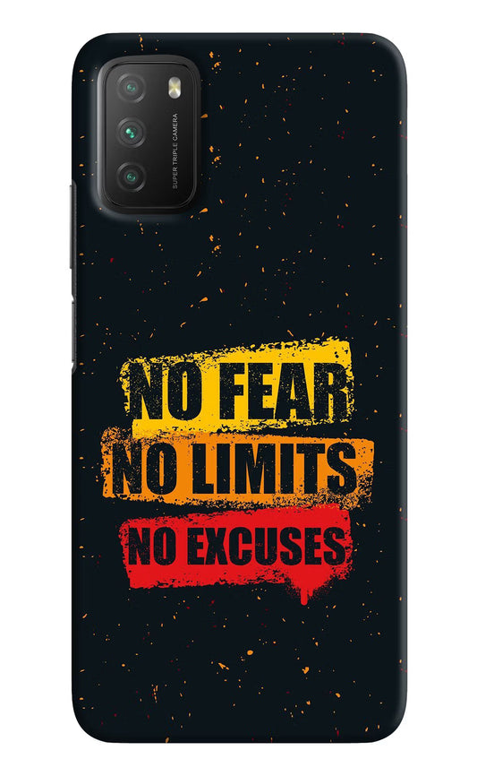 No Fear No Limits No Excuse Poco M3 Hard Case Back Cover by Casekaro