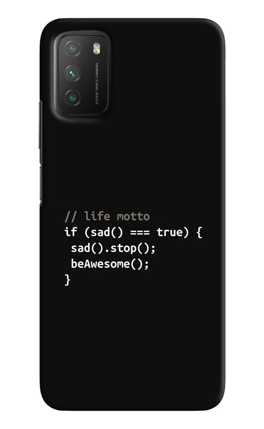 Life Motto Code Poco M3 Hard Case Back Cover by Casekaro