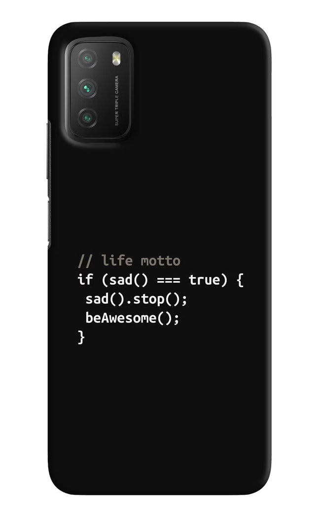 Life Motto Code Poco M3 Hard Case Back Cover by Casekaro