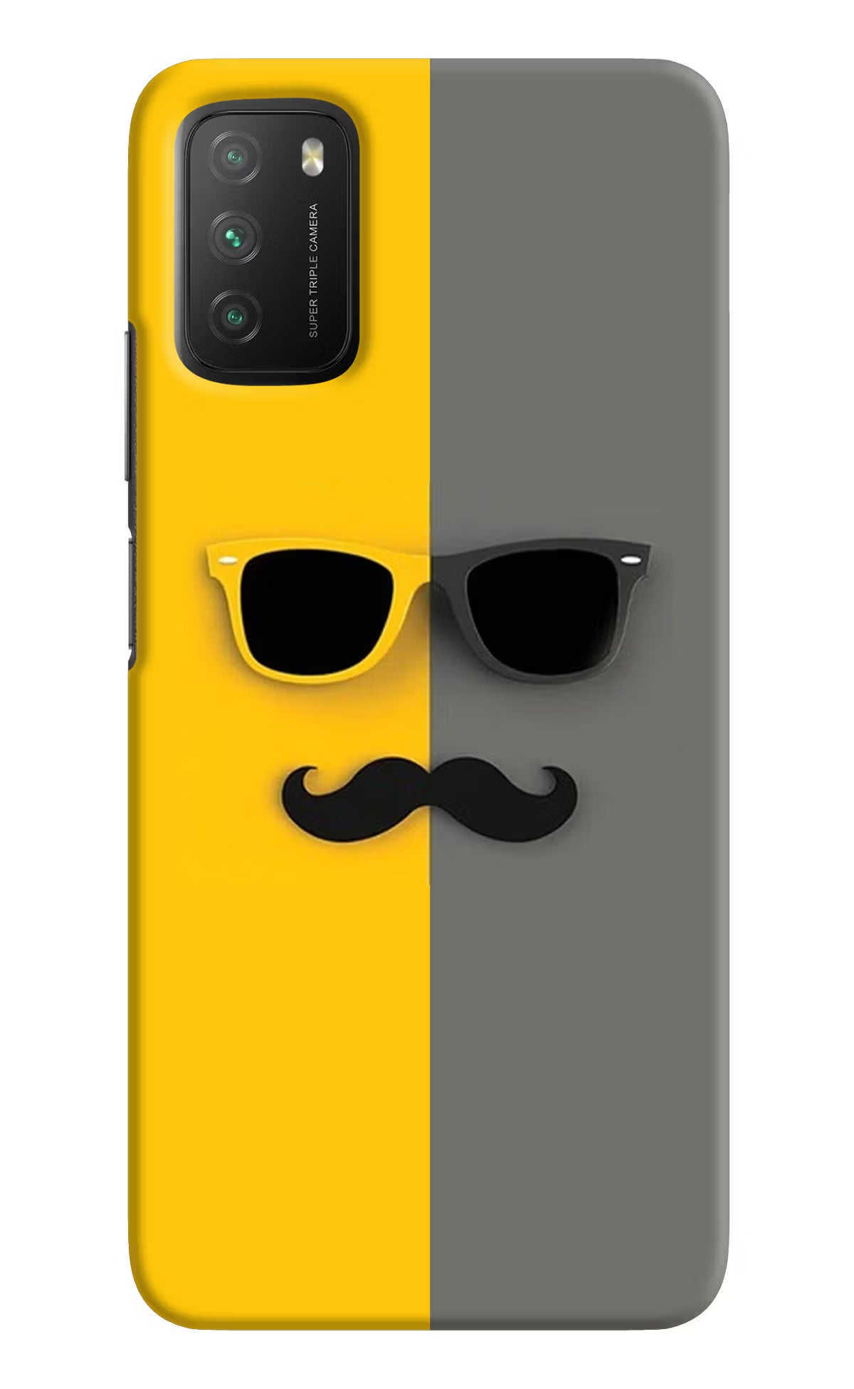 Sunglasses with Mustache Poco M3 Hard Case Back Cover by Casekaro