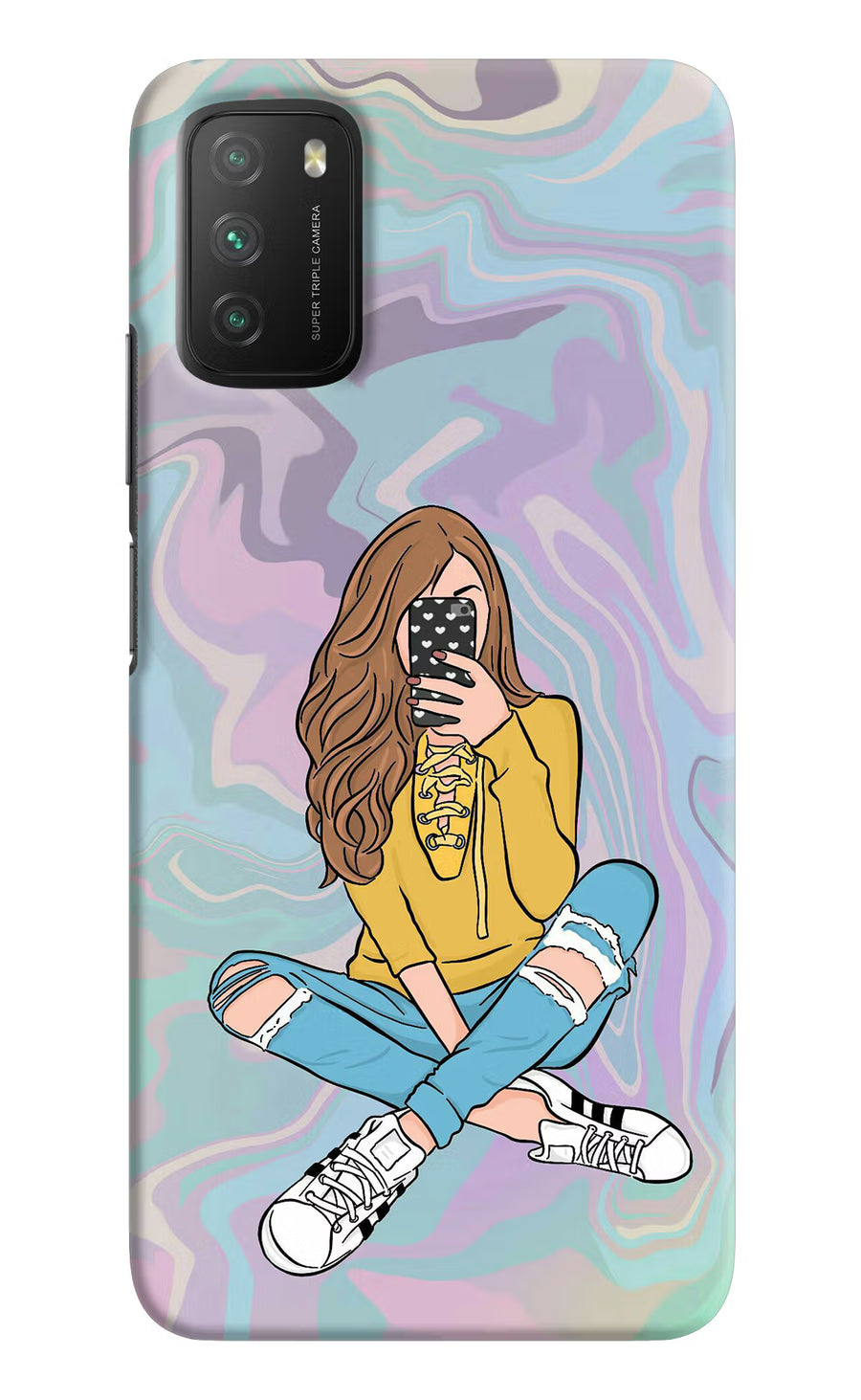 Selfie Girl Poco M3 Back Cover, Hard case