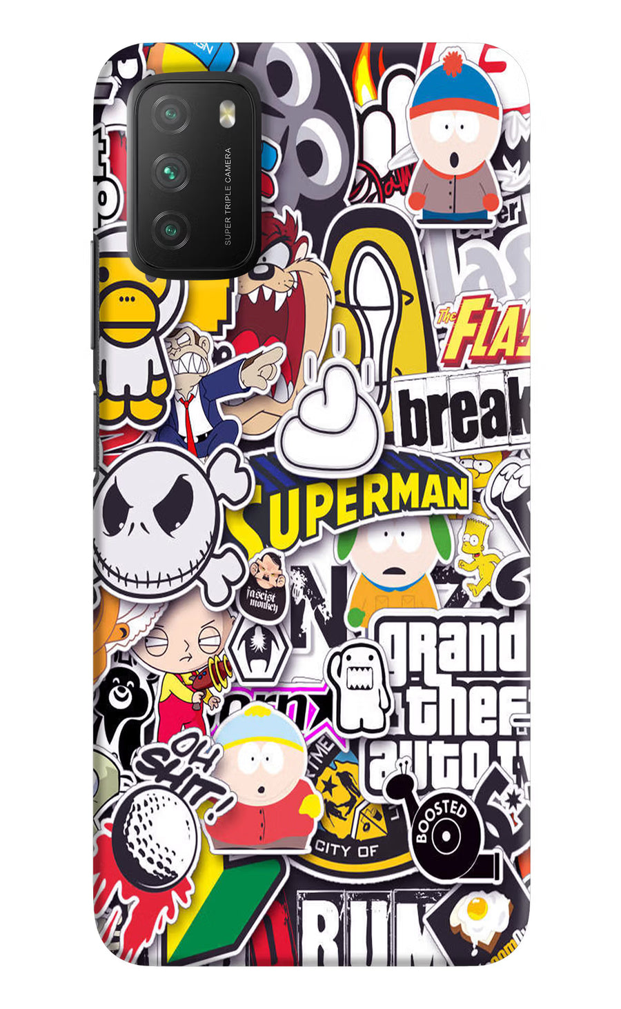Sticker Bomb Poco M3 Back Cover, Hard case