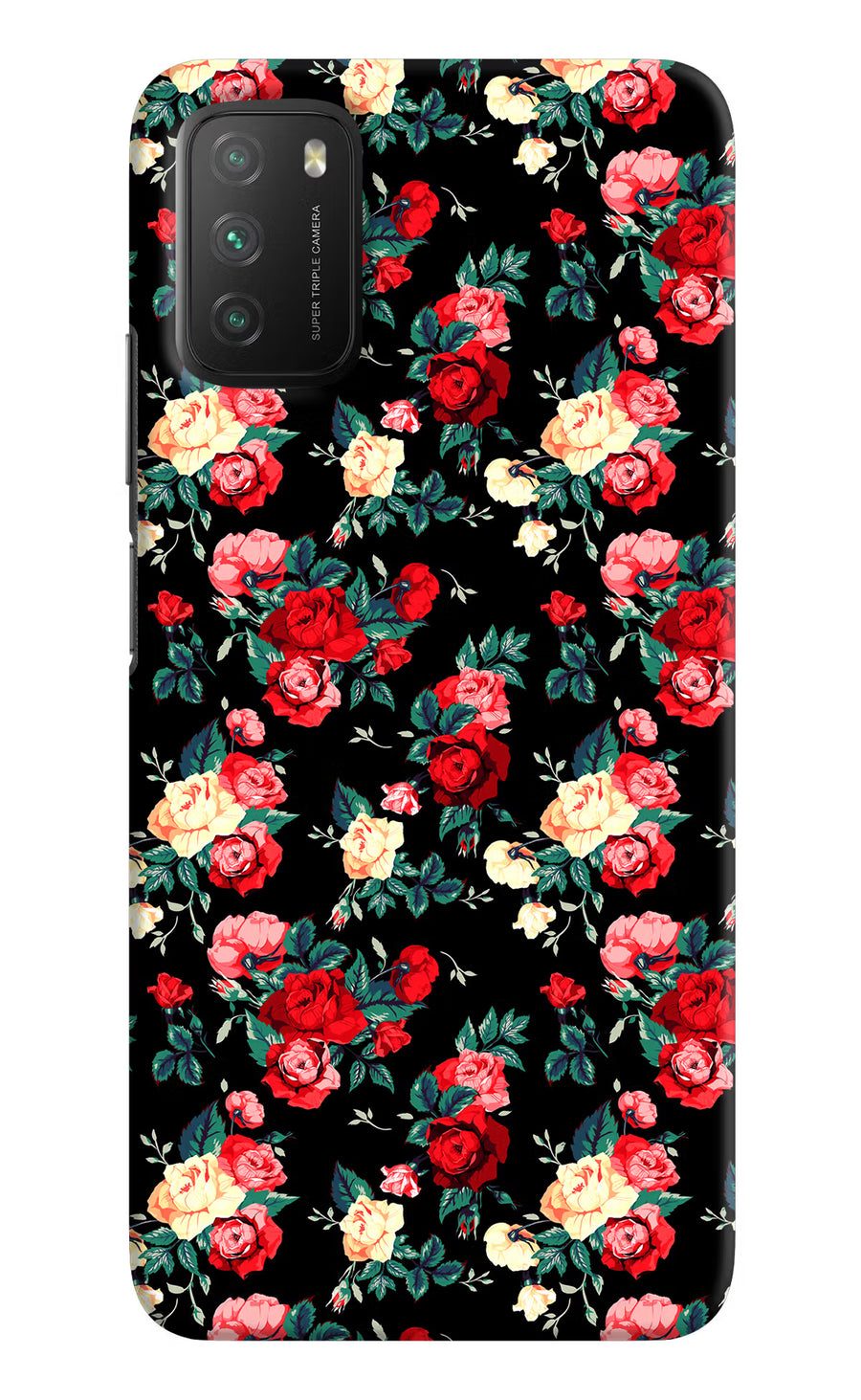 Rose Pattern Poco M3 Back Cover, Hard case