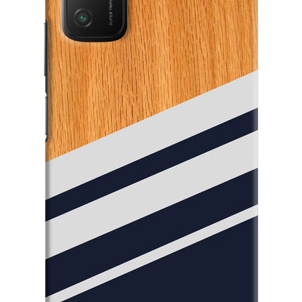 Blue and white wooden Poco M3 Hard Case Back Cover by Casekaro