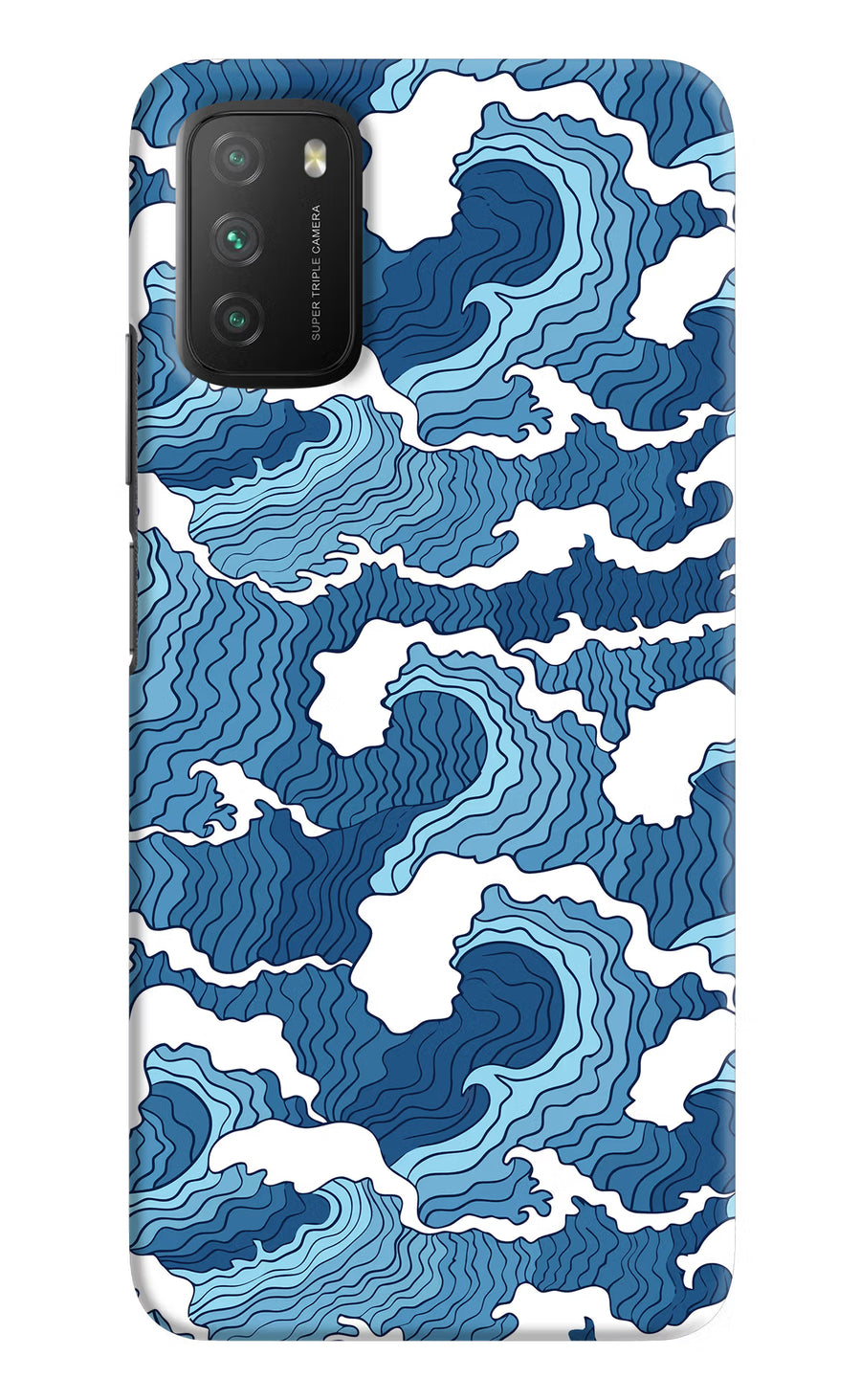 Blue Waves Poco M3 Back Cover, Hard case