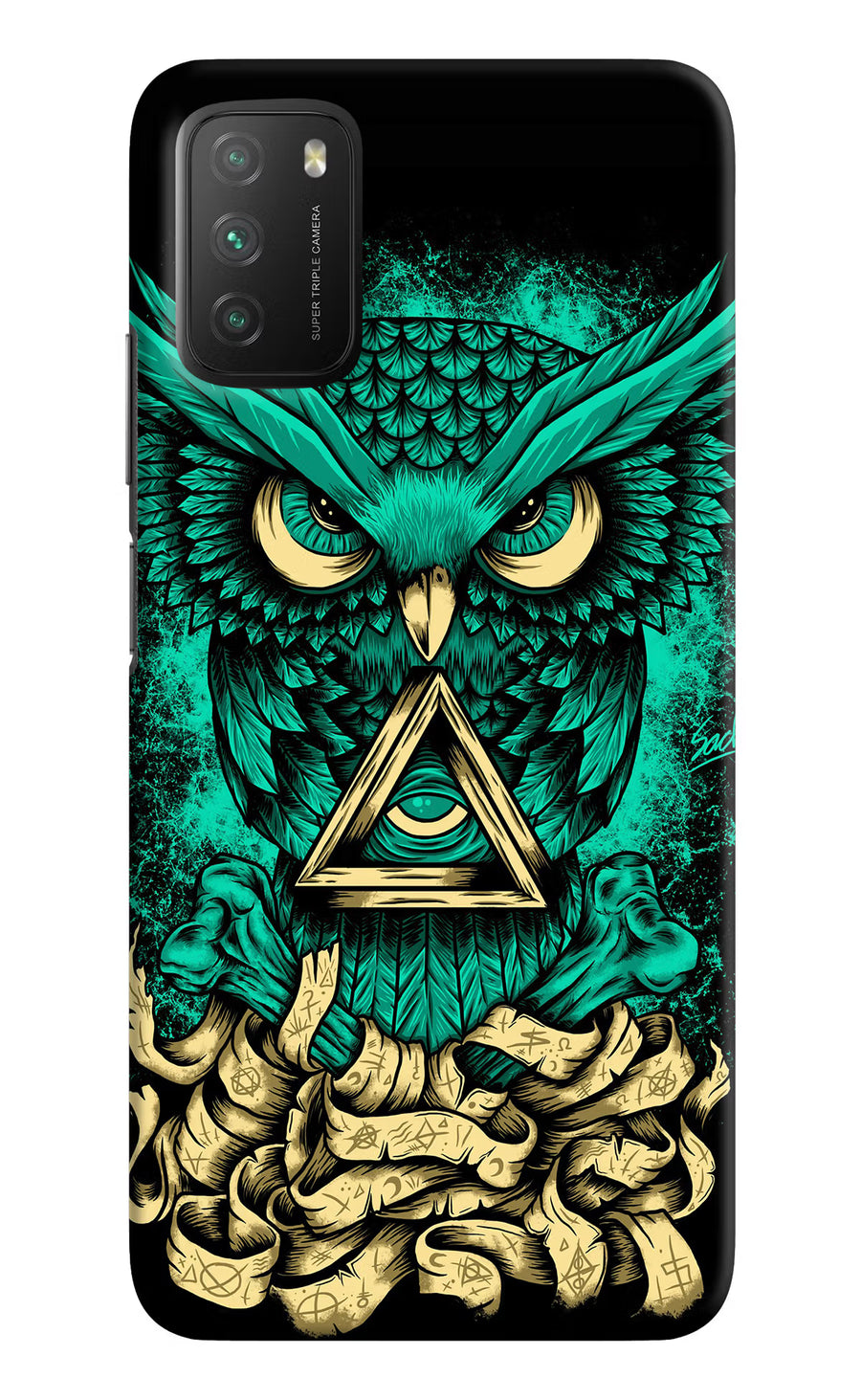 Green Owl Poco M3 Back Cover, Hard case