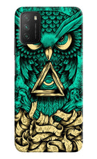 Green Owl Poco M3 Hard Case Back Cover by Casekaro