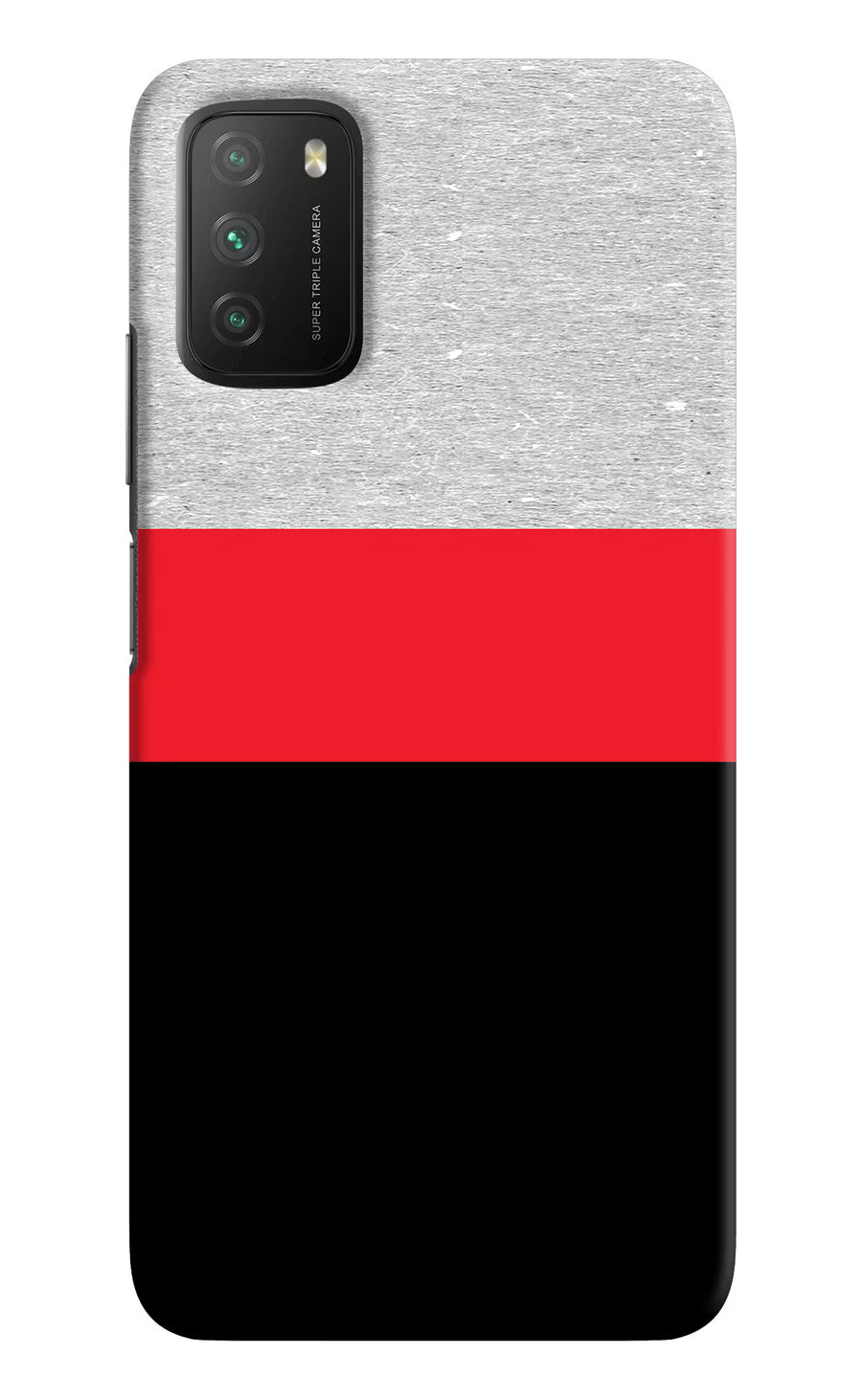 Tri Color Pattern Poco M3 Back Cover, Hard case