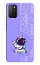 Cute Astronaut Chilling Poco M3 Hard Case Back Cover by Casekaro