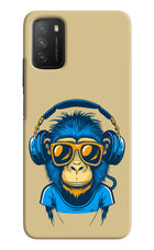 Monkey Headphone Poco M3 Hard Case Back Cover by Casekaro