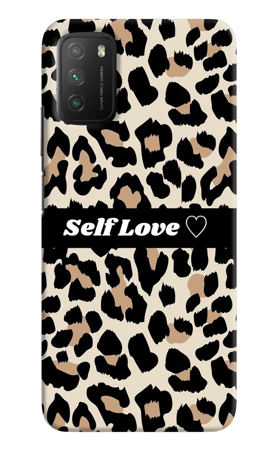 Leopard Print Self Love Poco M3 Back Cover, Hard case