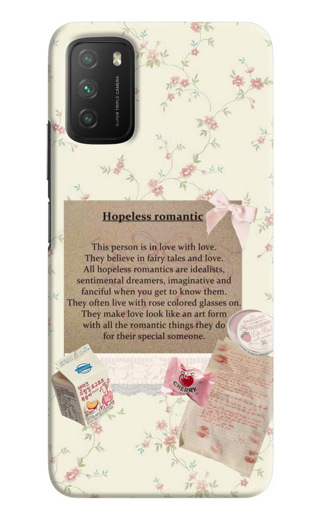 Hopeless Romantic Poco M3 Hard Case Back Cover by Casekaro