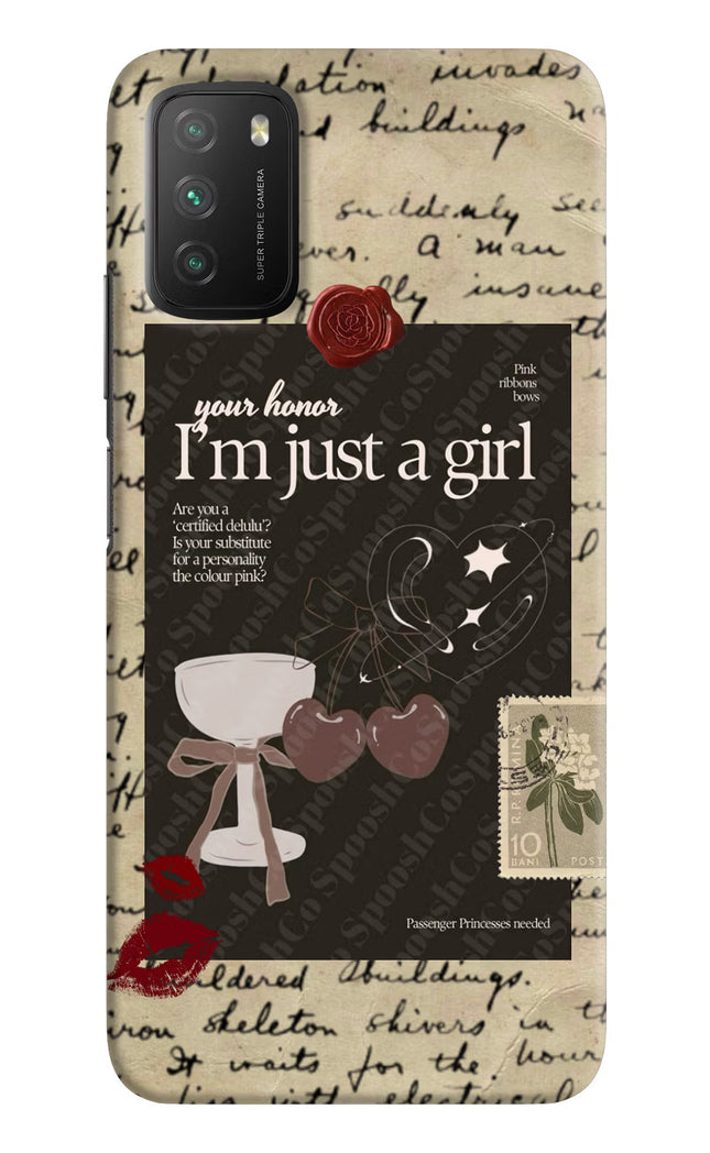 I am just a girl Poco M3 Hard Case Back Cover by Casekaro