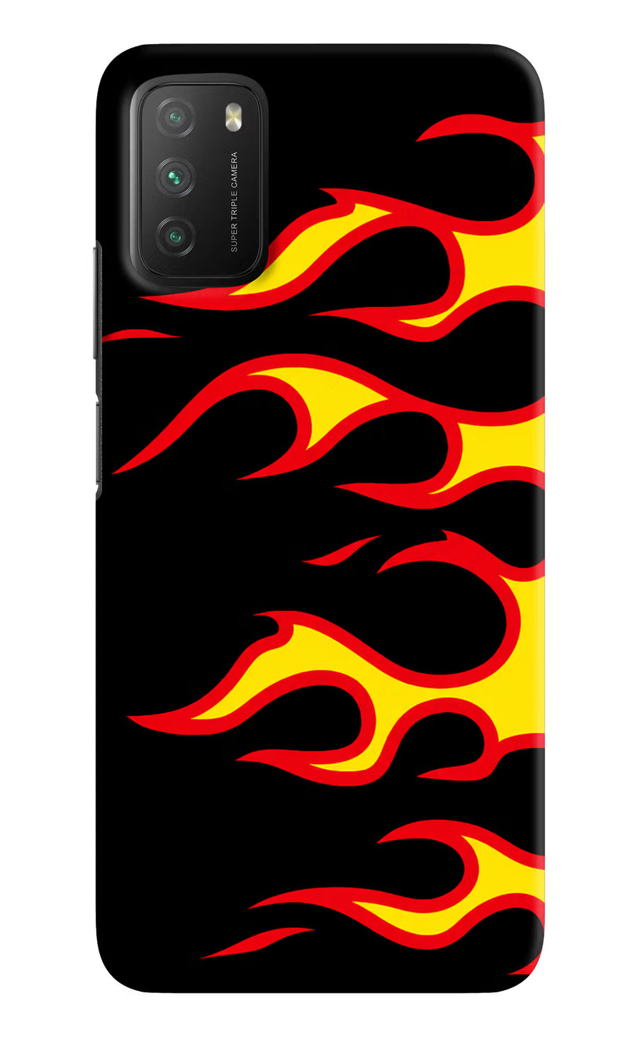 Side Sweep Flames Poco M3 Back Cover, Hard case