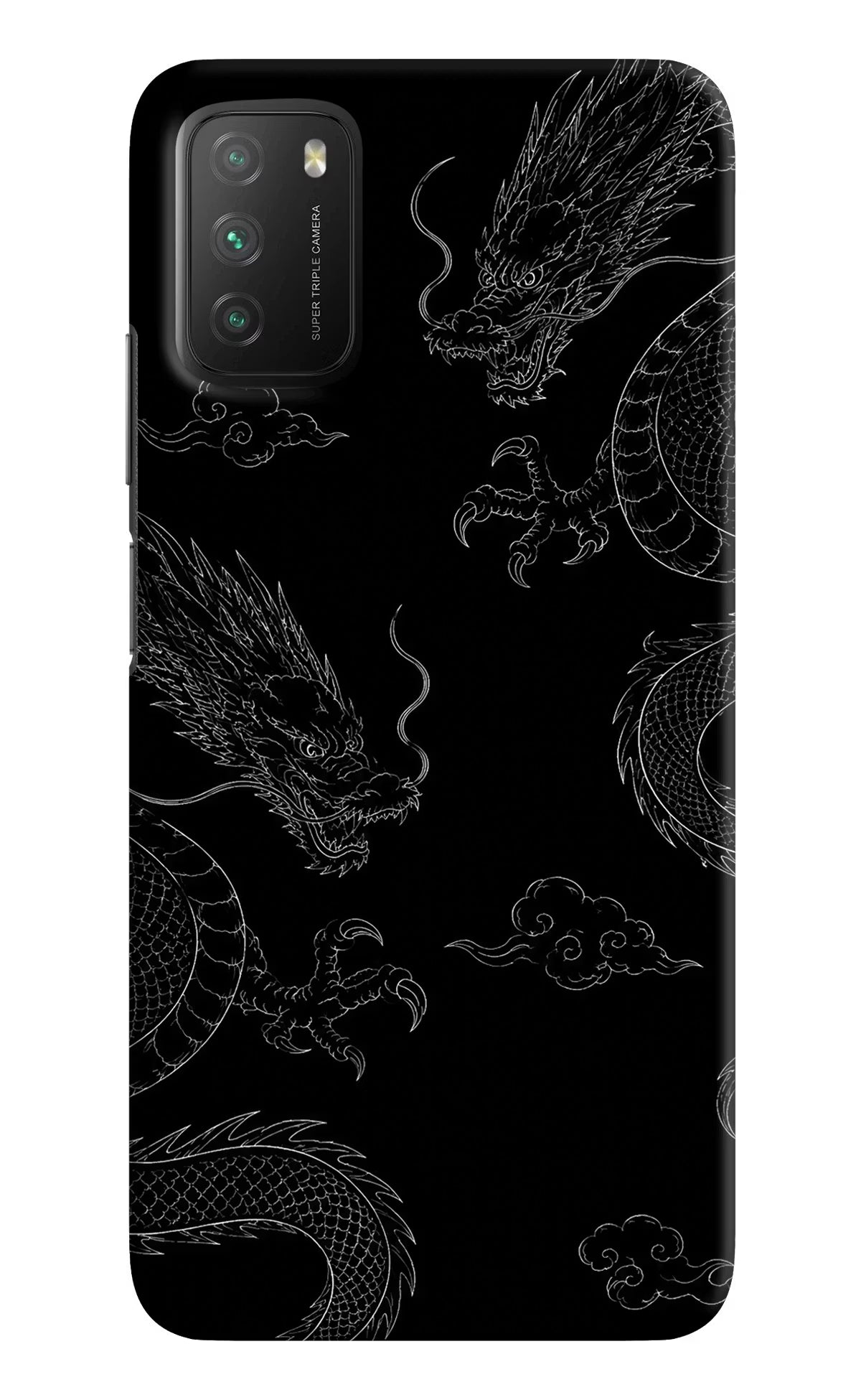 Twin Dragons Poco M3 Hard Case Back Cover by Casekaro