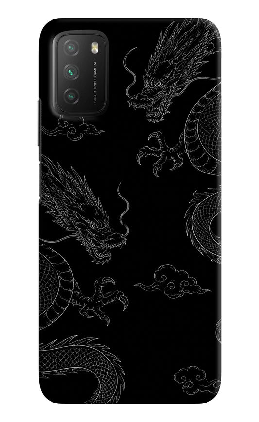 Twin Dragons Poco M3 Hard Case Back Cover by Casekaro