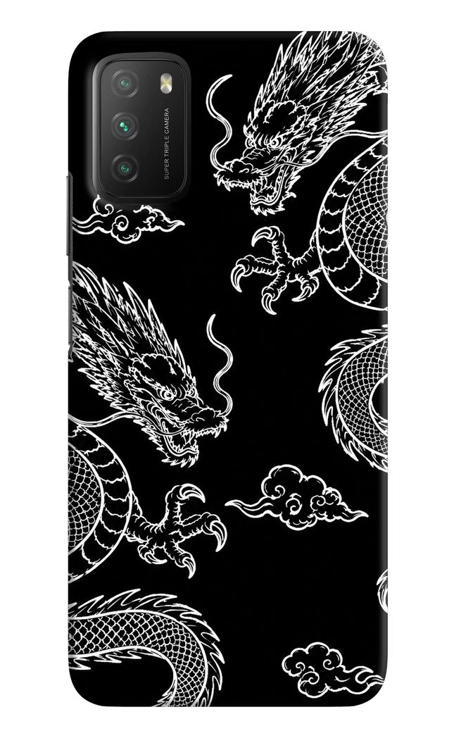 Twin Dragons Poco M3 Hard Case Back Cover by Casekaro