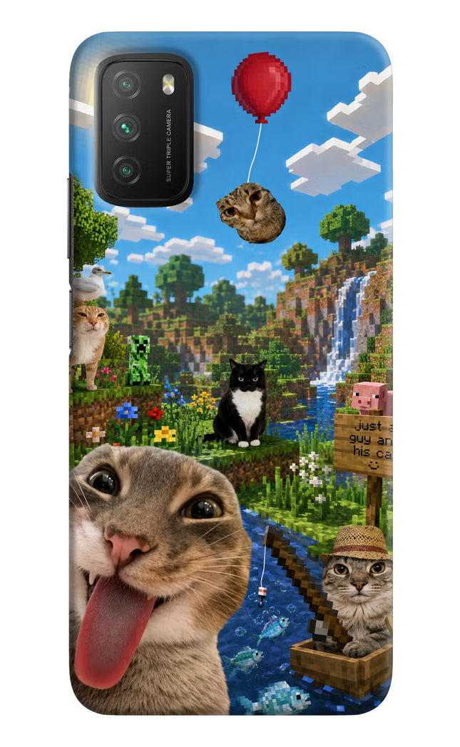 Minecraft Cat Chaos Poco M3 Hard Case Back Cover by Casekaro