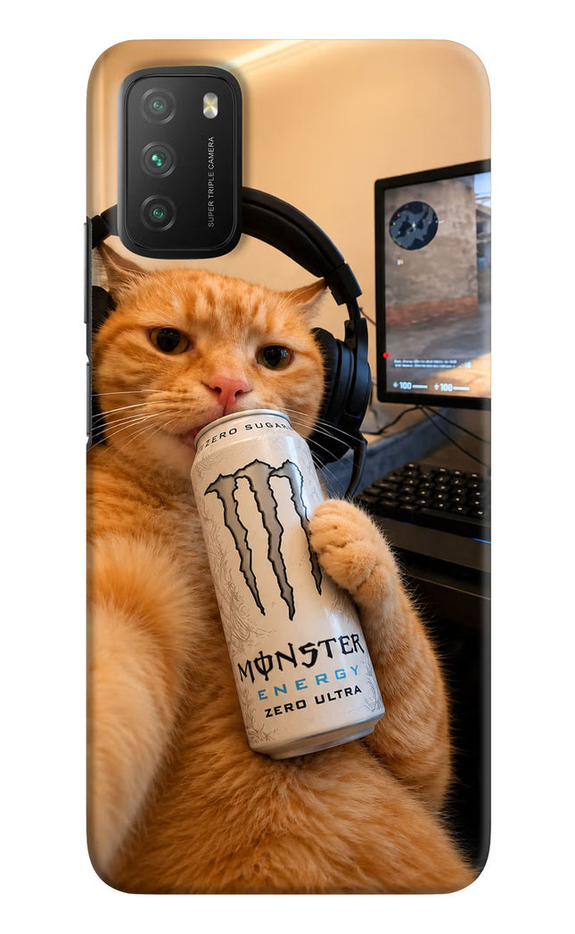 Gamer Cat Energy Poco M3 Hard Case Back Cover by Casekaro