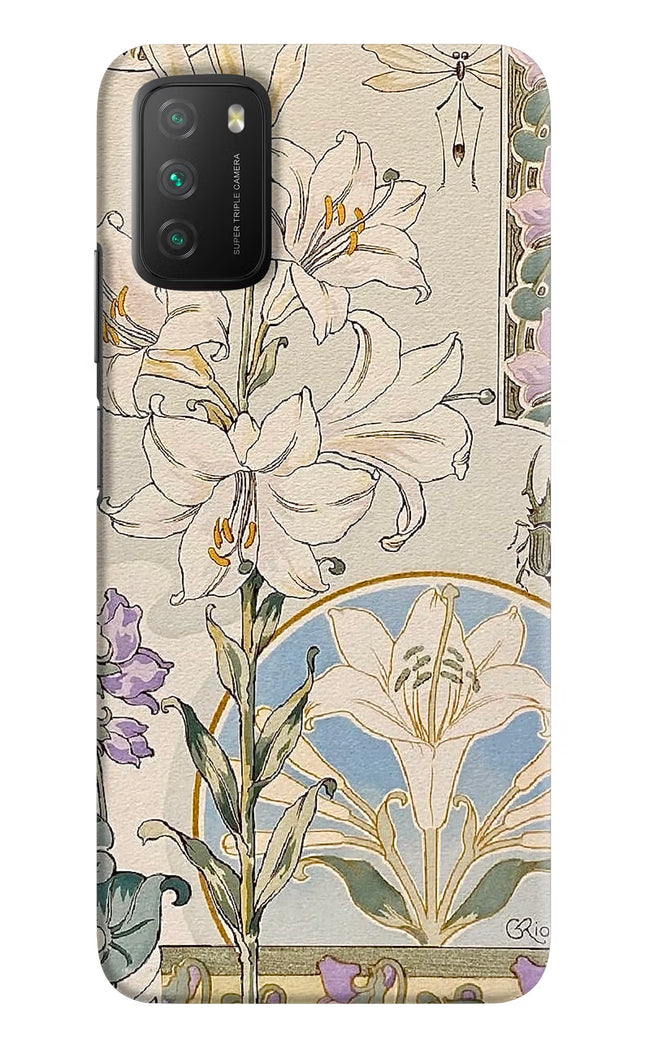 White Lily Poco M3 Hard Case Back Cover by Casekaro