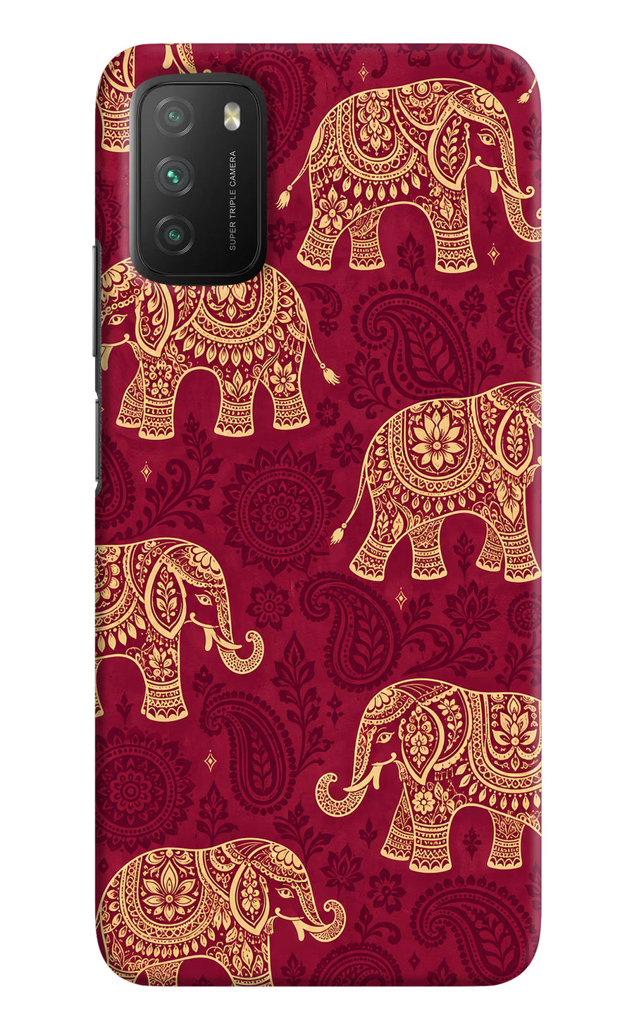 Maroon Elephant Poco M3 Back Cover, Hard case
