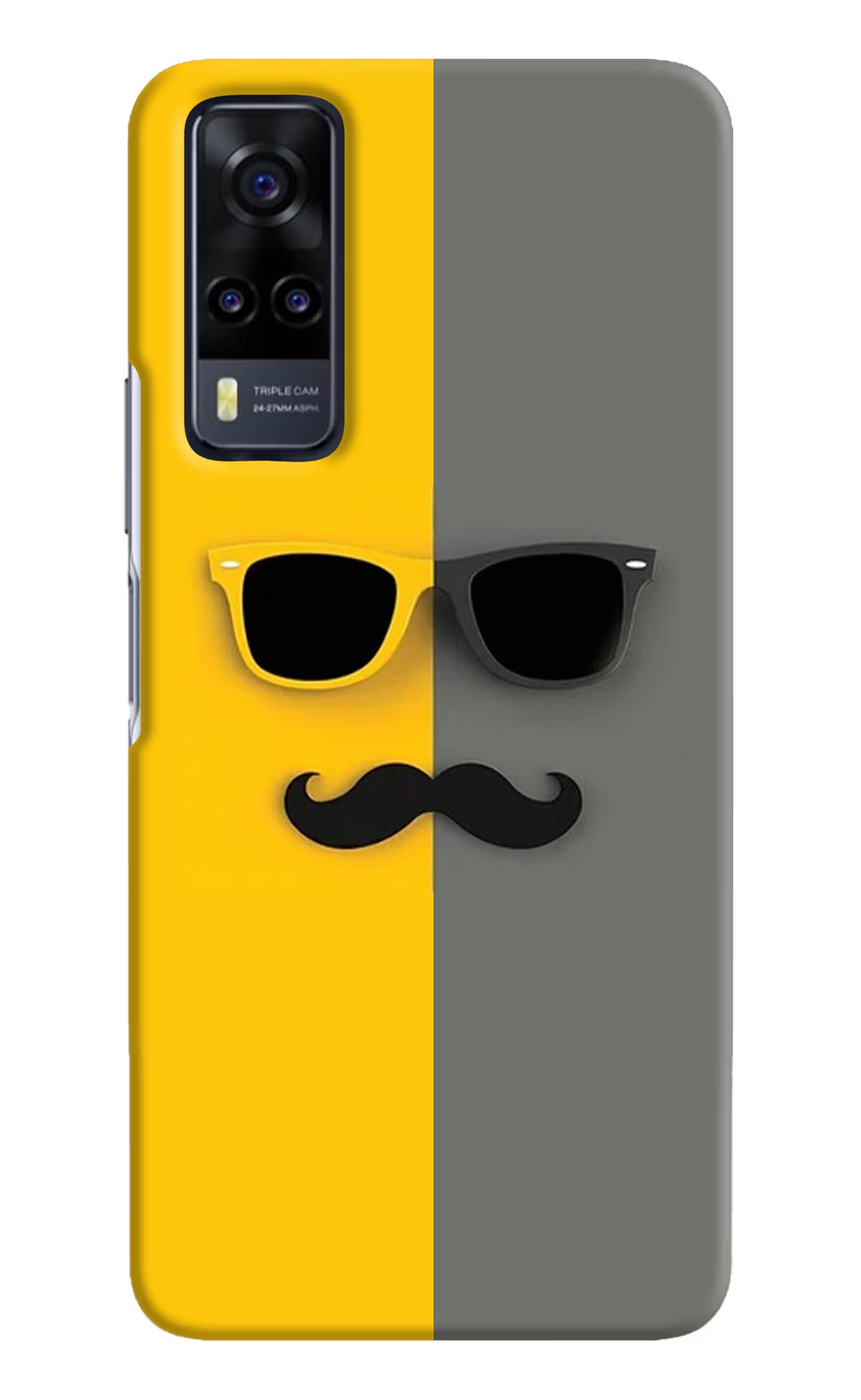 Sunglasses with Mustache Vivo Y31 Hard Case Back Cover by Casekaro
