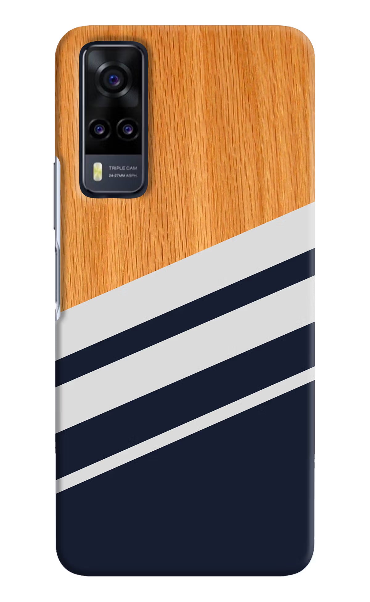 Blue and white wooden Vivo Y31 Hard Case Back Cover by Casekaro