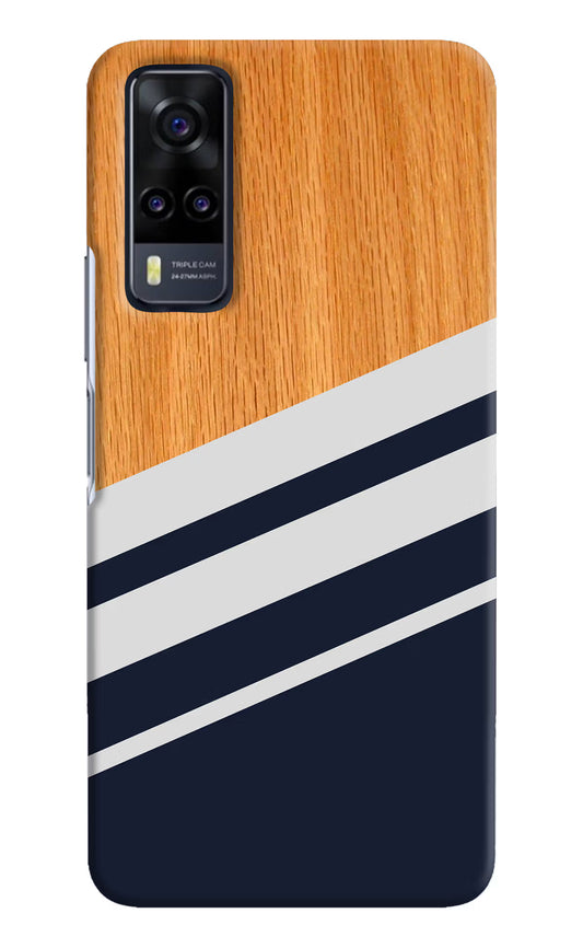Blue and white wooden Vivo Y31 Hard Case Back Cover by Casekaro