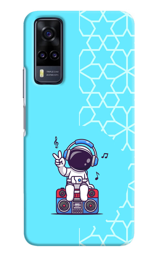 Cute Astronaut Chilling Vivo Y31 Hard Case Back Cover by Casekaro