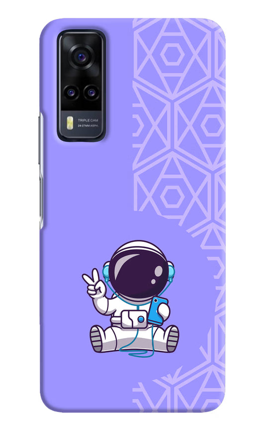 Cute Astronaut Chilling Vivo Y31 Hard Case Back Cover by Casekaro